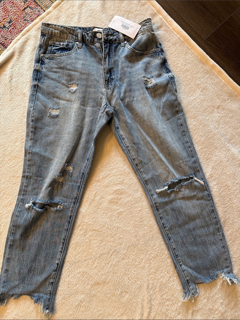 Graffiti Light Wash Blue Boyfriend Jeans